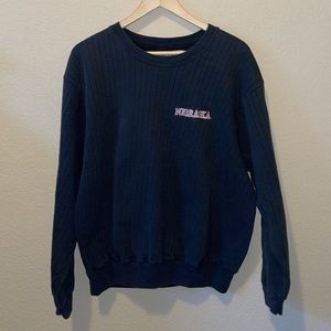 Champion ribbed fleece black crewneck Nebraska logo